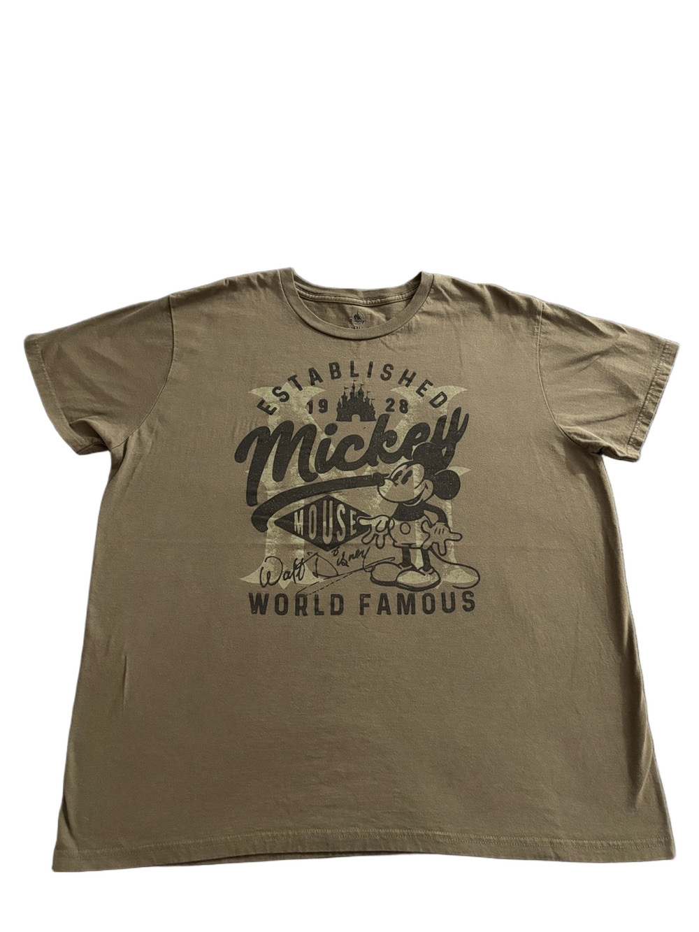 Disney Mickey Mouse Established 1928 Graphic Tee Olive Green XXL